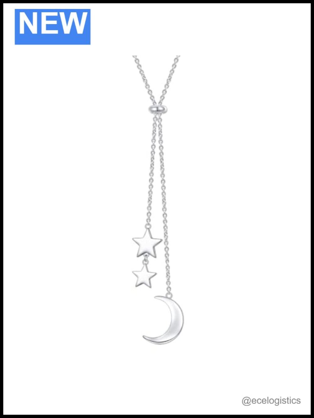 925 Sterling Silver Star Moon Long Chain Dainty Y Necklace for Women